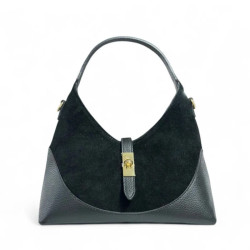 Sac à Mains en Cuir Grainé et Daim