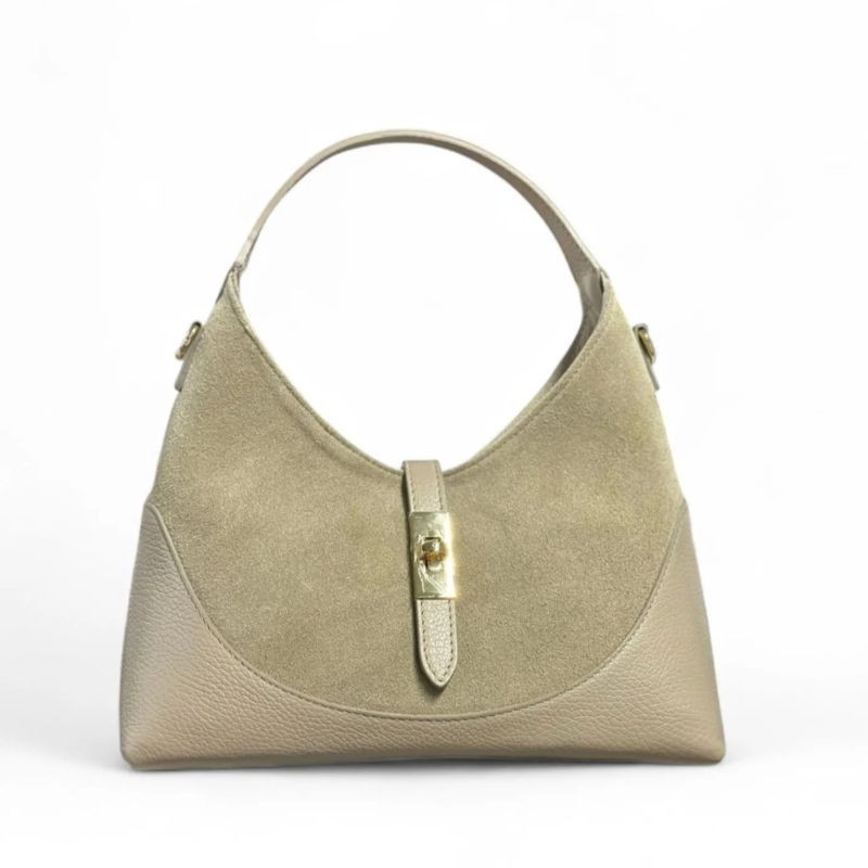 Sac à Mains en Cuir Grainé et Daim