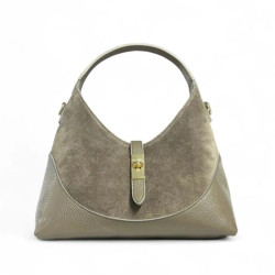 Sac à Mains en Cuir Grainé et Daim
