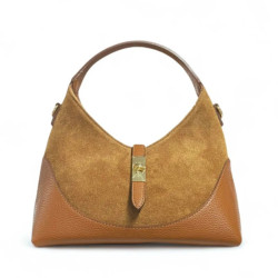 Sac à Mains en Cuir Grainé et Daim