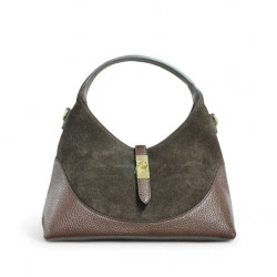 Sac à Mains en Cuir Grainé et Daim
