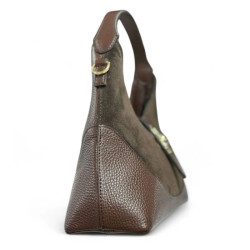 Sac à Mains en Cuir Grainé et Daim