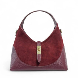 Sac à Mains en Cuir Grainé et Daim