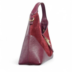 Sac à Mains en Cuir Grainé et Daim