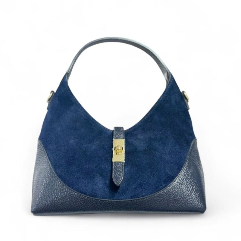 Sac à Mains en Cuir Grainé et Daim