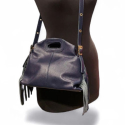 Sac à Mains en Cuir Grainé avec Franges