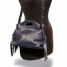 Sac à Mains en Cuir Grainé avec Franges