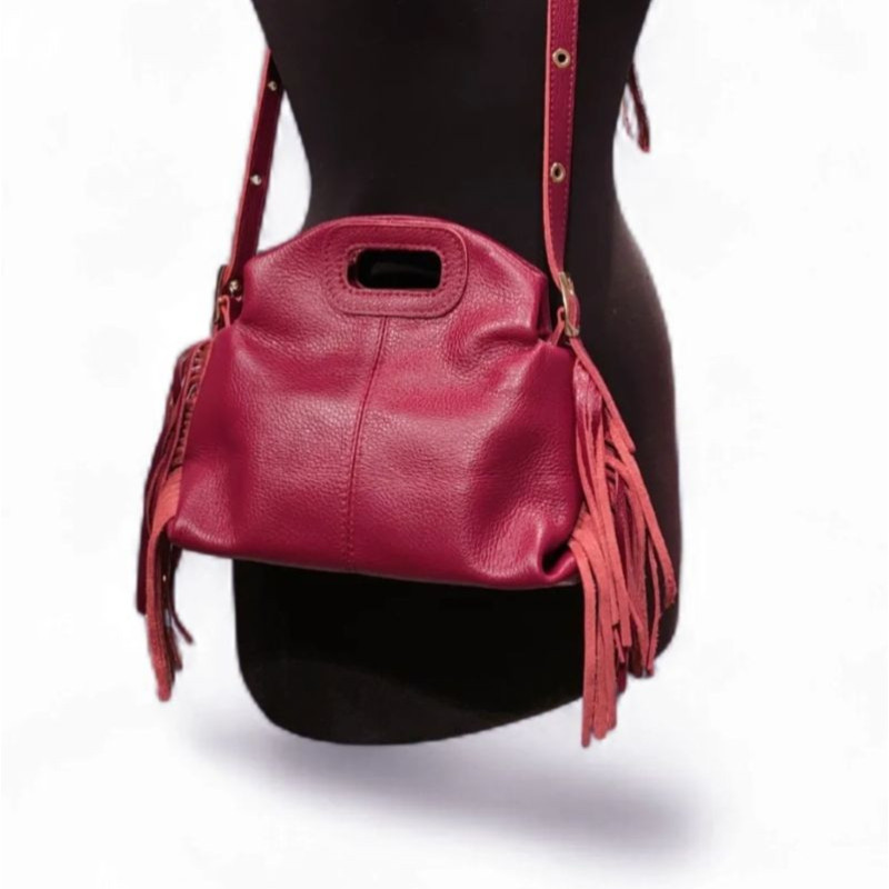 Sac à Mains en Cuir Grainé avec Franges