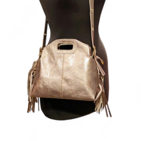 Sac à Mains en Cuir Irisé avec Franges