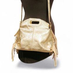 Sac à Mains en Cuir Irisé avec Franges