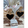 Boucles d'oreilles Grand Coeur Noires