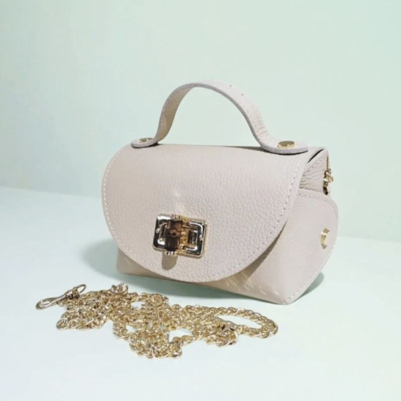 Sac A Mains en Cuir Grainé avec Chaînette