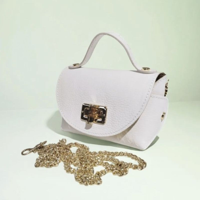 Sac A Mains en Cuir Grainé avec Chaînette