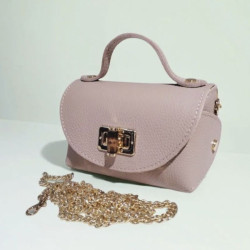 Sac A Mains en Cuir Grainé avec Chaînette