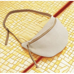 Sac Banane en Cuir et Raphia