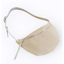 Sac Banane en Cuir et Raphia