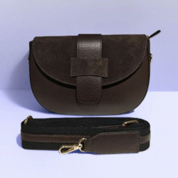 Sac Bandoulière en Cuir Avec Bandoulière Assortie et rabat en Daim