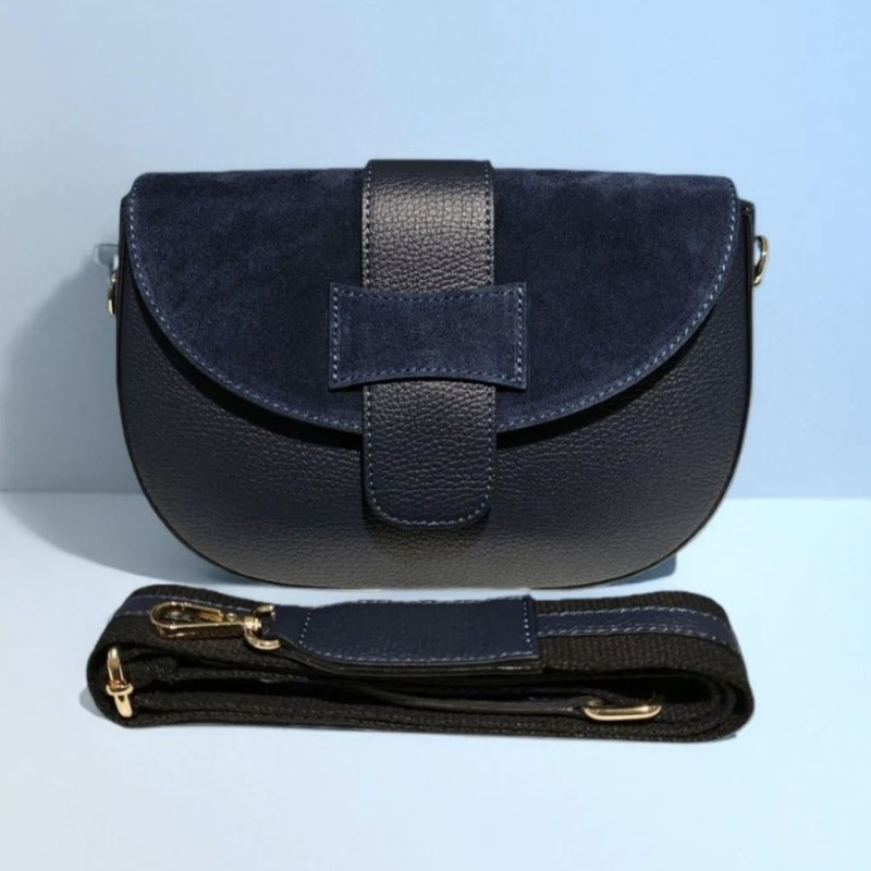 Sac Bandoulière en Cuir Avec Bandoulière Assortie et rabat en Daim