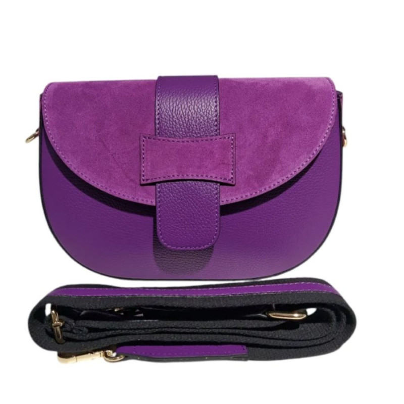 Sac Bandoulière en Cuir Avec Bandoulière Assortie et rabat en Daim