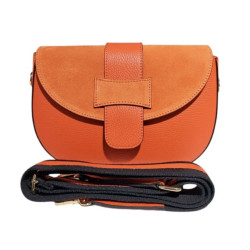 Sac Bandoulière en Cuir Avec Bandoulière Assortie et rabat en Daim