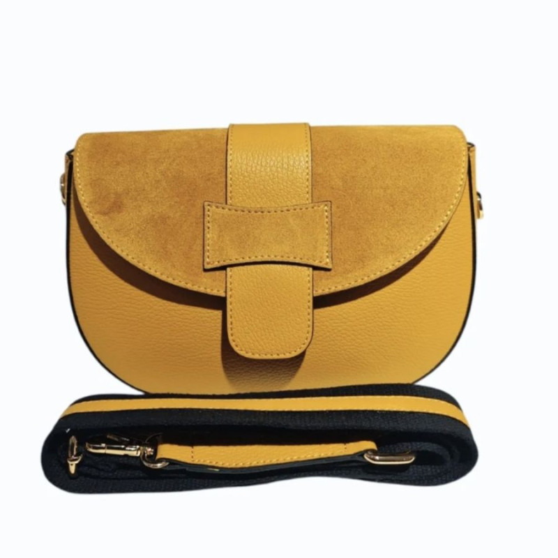 Sac Bandoulière en Cuir Avec Bandoulière Assortie et rabat en Daim