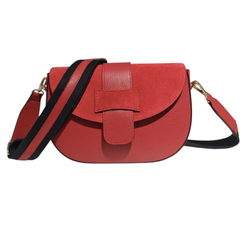 Sac Bandoulière en Cuir Avec Bandoulière Assortie et rabat en Daim