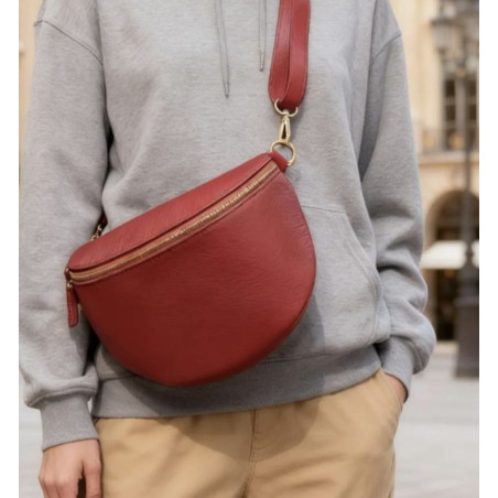 Sac Banane Cuir Grainé  "GRAND FORMAT"