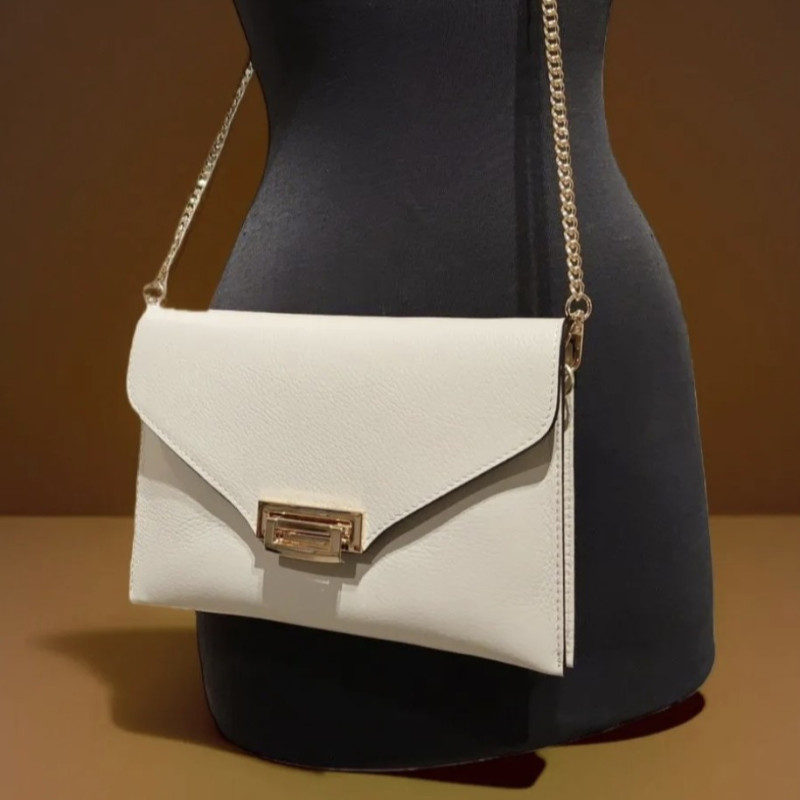 Sac à Main en cuir Grainé avec bandoulière chaînette