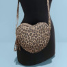 Sac Bandoulière "Cœur" en Daim Motif Animal