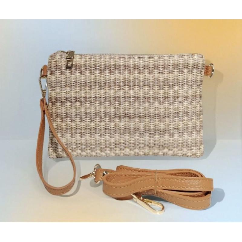Sac à main/Pochette en Cuir et Raphia