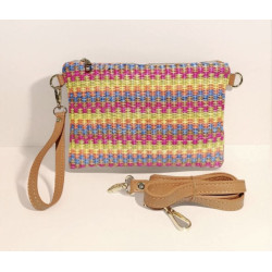 Sac à main/Pochette en Cuir et Raphia