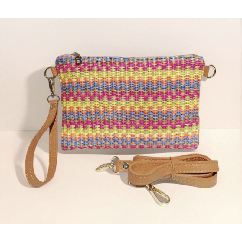 Sac à main/Pochette en Cuir et Raphia