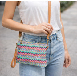 Sac à main/Pochette en Cuir et Raphia