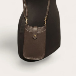 Pochette Portable en Cuir Grainé