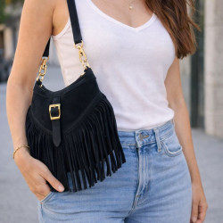 Sac bandoulière en Daim avec franges