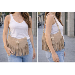 Sac bandoulière en Daim avec franges