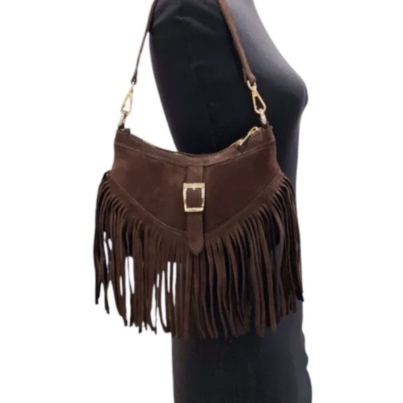 Sac bandoulière en Daim avec franges
