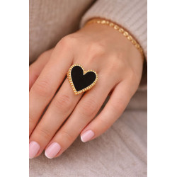 Bague Grand Coeur Noir