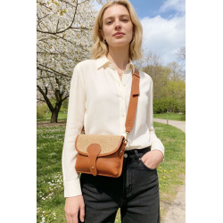 Sac bandoulière en Cuir et Raphia