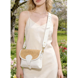 Sac bandoulière en Cuir et Raphia