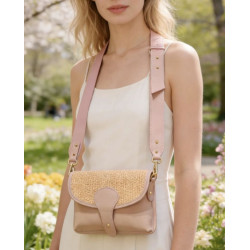 Sac bandoulière en Cuir et Raphia