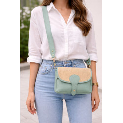 Sac bandoulière en Cuir et Raphia
