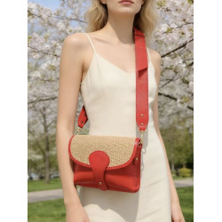 Sac bandoulière en Cuir et Raphia