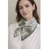 Foulard Carré de Luxe " Motif fleurs " Kaki