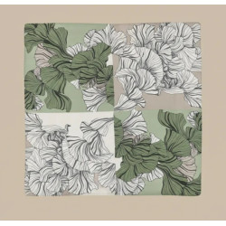Foulard Carré de Luxe " Motif fleurs " Kaki