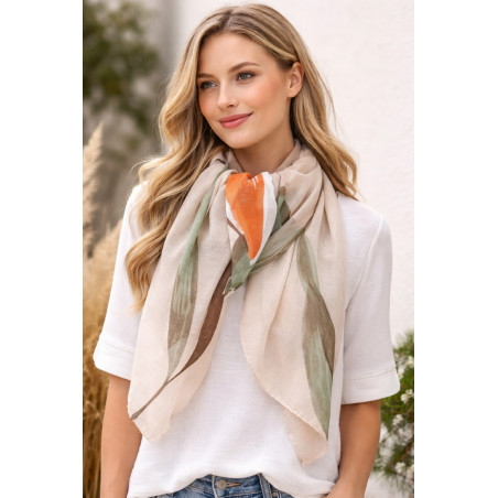 Foulard bicolore orange femme en viscose – Léger & élégant