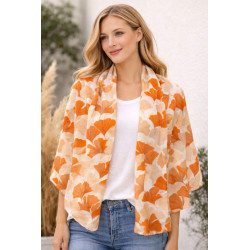 foulard feuilles de ginkgo orange