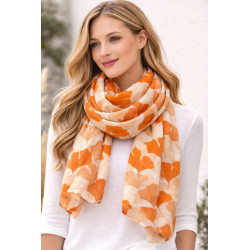 foulard feuilles de ginkgo orange