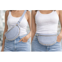 Sac Banane femme en Cuir Grainé " Clouté "