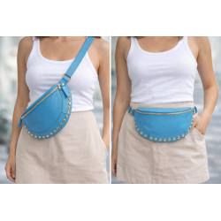 Sac Banane femme en Cuir Grainé " Clouté "